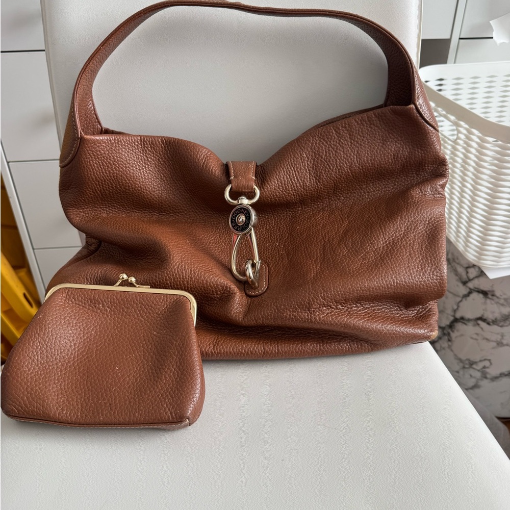 Dooney & Bourke Brown Leather Hobo Bag with Coin Purse